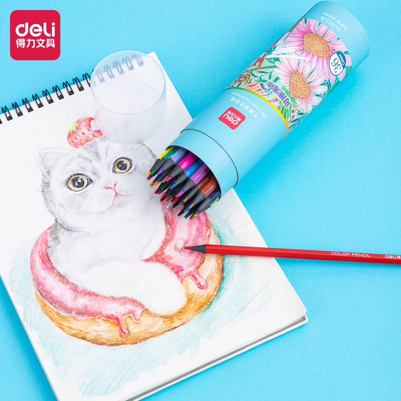 得力7072 36色卡通粗三角杆水彩笔 混